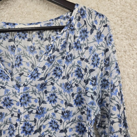 Roller Rabbit Womens Floral V Neck Long Sleeve Top Size Small Boho Bloomcore - Picture 3 of 10